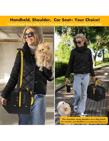 Asiento de Coche Elevado PAWZIDEA para Perros y Gatos hasta 5.44 kg