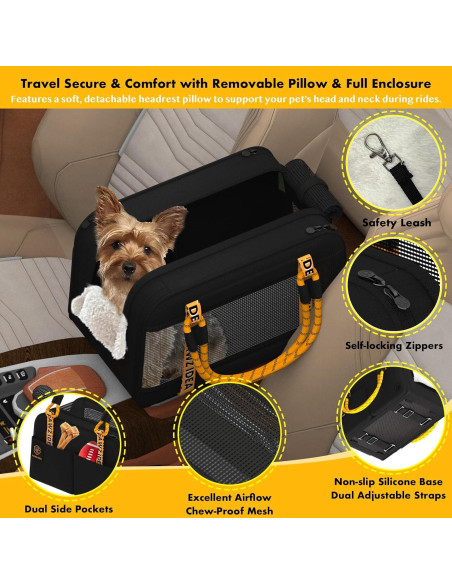 Asiento de Coche Elevado PAWZIDEA para Perros y Gatos hasta 5.44 kg
