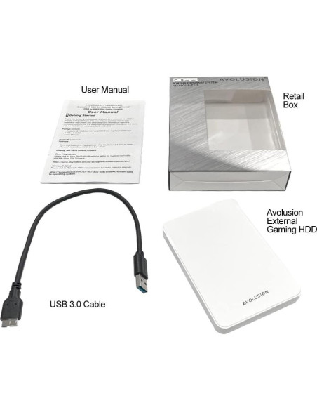 Disco Duro Externo Avolusion Z1-S 500GB USB 3.0 Blanco