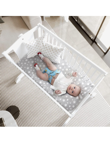 Juego de Sábanas para Cuna Moonsea 4 Piezas Microfibra Gris