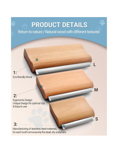 Cepillo Deshedding para Perros y Gatos KAIFONG - S (7.62 cm)