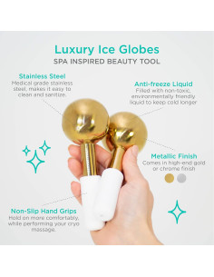 Esferas de Hielo Faciales MonétBeauty Doradas - Alivio y Reafirmación 2
