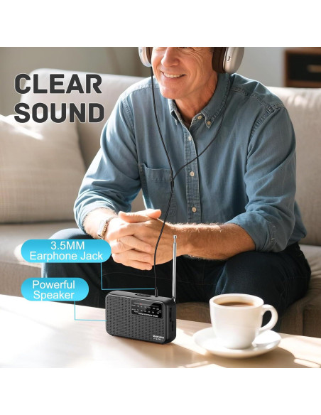 Radio Portátil AM FM SEANCHEER 799, Compacta y Ligera