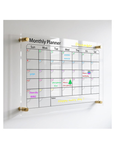 Calendario Acrílico Transparente IJIJIJ 43x33 cm con Marcadores