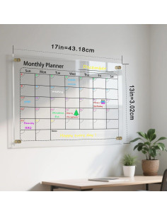 Calendario Acrílico Transparente IJIJIJ 43x33 cm con Marcadores 2