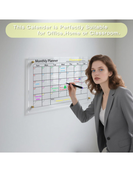 Calendario Acrílico Transparente IJIJIJ 43x33 cm con Marcadores