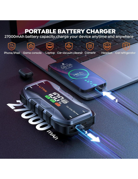 Arrancador Portátil UTRAI JS-10 8000A 27000mAh 12V Cargador