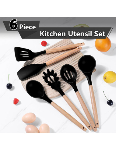 Juego de Utensilios de Cocina P&P CHEF 6 PZS Silicona y Madera