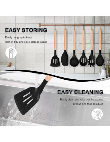 Juego de Utensilios de Cocina P&P CHEF 6 PZS Silicona y Madera