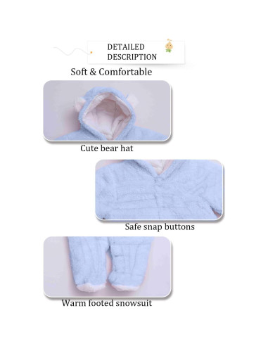 Mono de Invierno Unisex para Bebé 3-6 Meses XMWEALTHY Azul