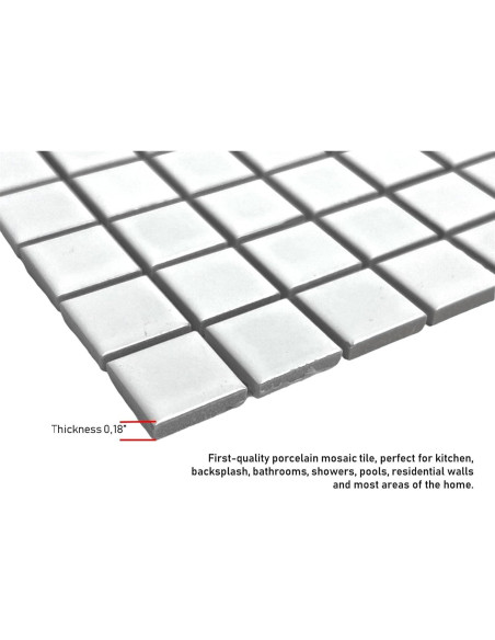 Azulejo Porcelánico Mate Blanco Tenedos 30.48x30.48 cm - 5 Hojas