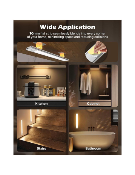 Iluminación Bajo Gabinete Ayovoch 40cm LED Recargable 2Pack