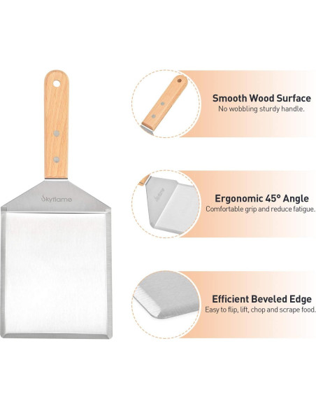 Espátula de Acero Inoxidable Skyflame 30 x 12.7 cm para BBQ