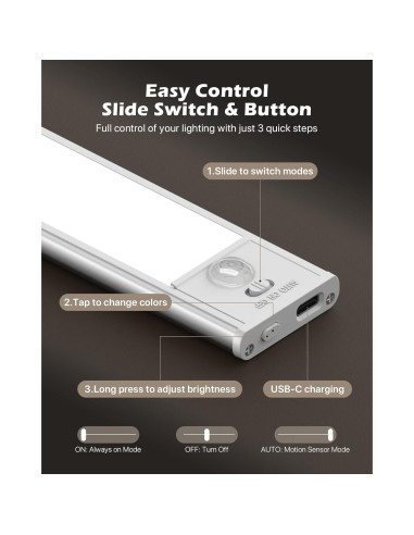 Iluminación Bajo Gabinete Ayovoch 40cm LED Recargable 2Pack