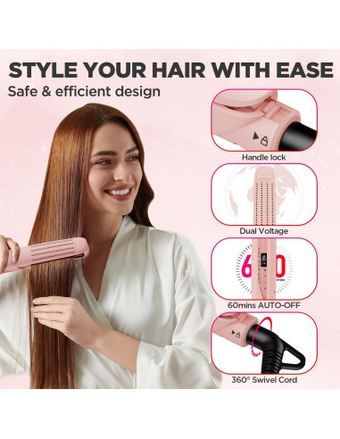 Plancha y Rizador 2 en 1 MiroPure Titanio Rosa 360