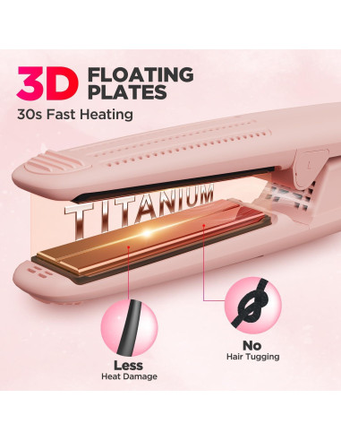 Plancha y Rizador 2 en 1 MiroPure Titanio Rosa 360