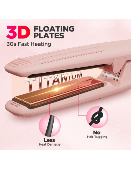 Plancha y Rizador 2 en 1 MiroPure Titanio Rosa 360