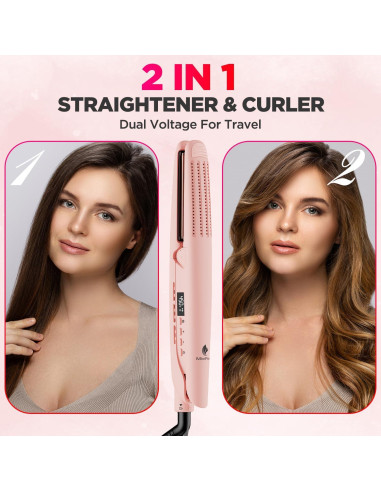 Plancha y Rizador 2 en 1 MiroPure Titanio Rosa 360