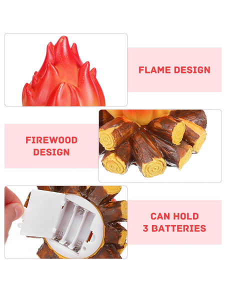 Lámpara LED Falsa de Campfire AABOOFAN 12.45x12.29cm Efecto Llama