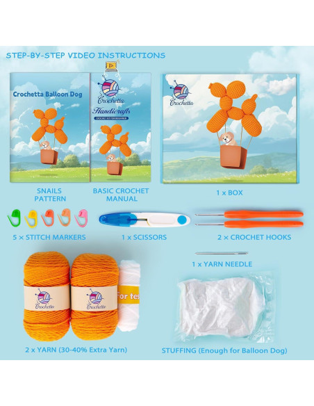 Kit de Crochet Crochetta para Principiantes - Perro Globo