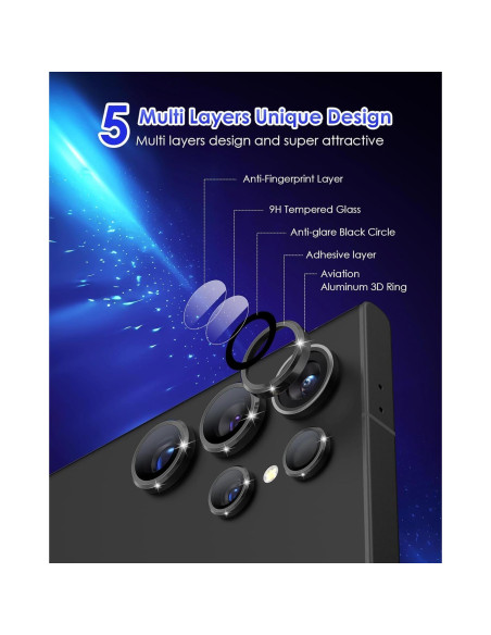 Protector de Lente de Cámara Kanosan para Galaxy S25 Ultra 9H