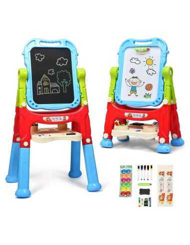 Caballete de Arte Costzon para Niños Ajustable Doble Cara Azul