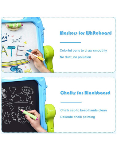 Caballete de Arte Costzon para Niños Ajustable Doble Cara Azul