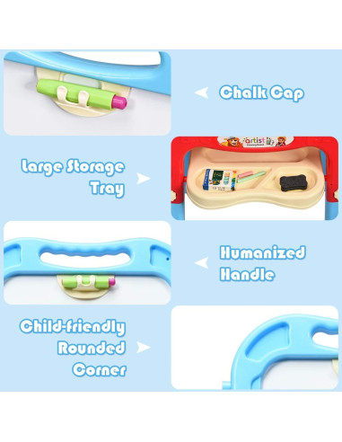 Caballete de Arte Costzon para Niños Ajustable Doble Cara Azul