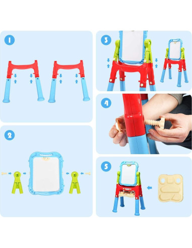 Caballete de Arte Costzon para Niños Ajustable Doble Cara Azul