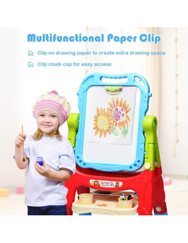 Caballete de Arte Costzon para Niños Ajustable Doble Cara Azul