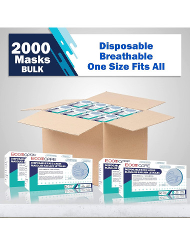 2000 Mascarillas Desechables VEEBOOST 3 Capas Azul Transpirables