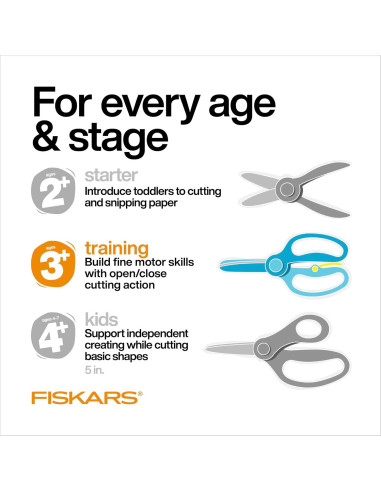 Tijeras de Entrenamiento Fiskars para Niños 3 Años en Adelante - 3 Piezas