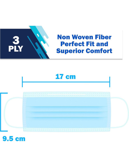 2000 Mascarillas Desechables VEEBOOST 3 Capas Azul Transpirables