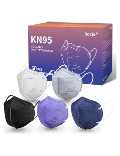 Mascarillas KN95 Borje 50 Pcs Multicolor 5 Capas Adultos