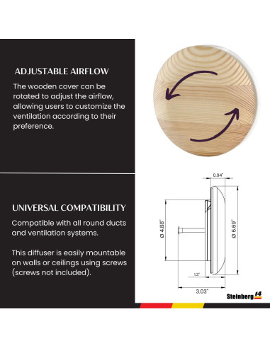 Difusor de Aire de Madera Steinberg14 17 cm para Sauna