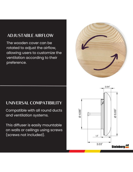 Difusor de Aire de Madera Steinberg14 17 cm para Sauna