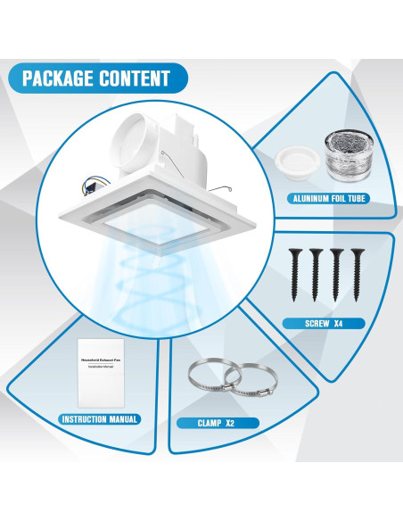 Ventilador Extractor de Baño con Luz LED CMOOD 35W 110 CFM