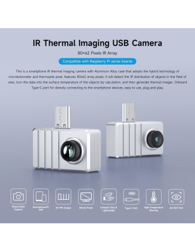 Cámara Térmica Infrarroja Waveshare para Smartphone Tipo-C