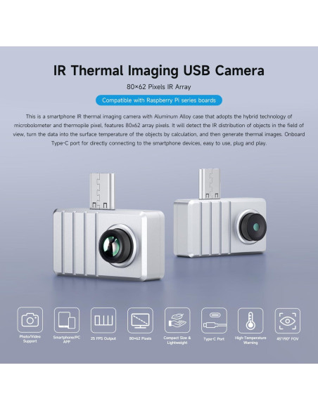 Cámara Térmica Infrarroja Waveshare para Smartphone Tipo-C