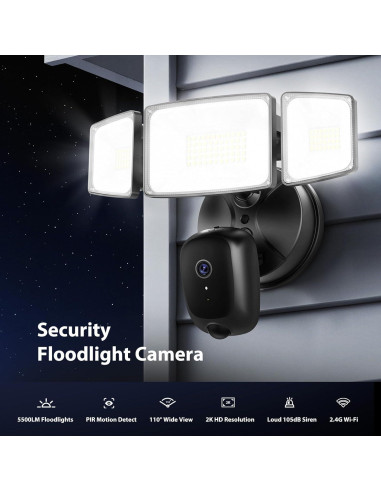 Cámara de Inundación Onforu 2K HD 55W con Luz y Alarma