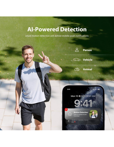 Cámara de Inundación Onforu 2K HD 55W con Luz y Alarma