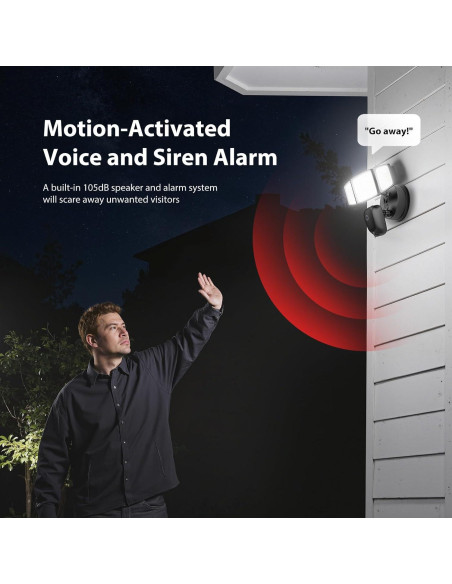 Cámara de Inundación Onforu 2K HD 55W con Luz y Alarma