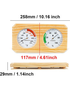 Termómetro e Higrómetro Analógico de Madera SPOROLWE, 21-121C 2
