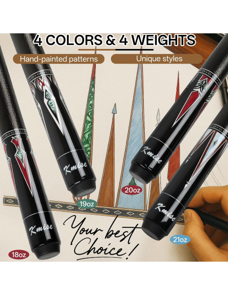 Juego de Palos de Billar Kmise 58" Arce Canadiense 4 Colores