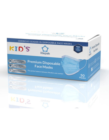 2000 Mascarillas Desechables para Niños Litepak 3 Capas Azul