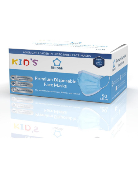 2000 Mascarillas Desechables para Niños Litepak 3 Capas Azul