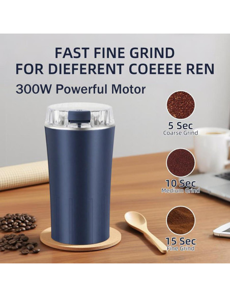 Molino de café eléctrico Undoria 300W acero inoxidable 250ml