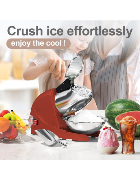Máquina de Hielo Raspado OKF 380W 130kg/h Acero Inoxidable Rojo