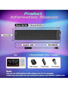 Luces LED Ojos del Diablo Dienspeak 49.1x11 cm Control Remoto 2