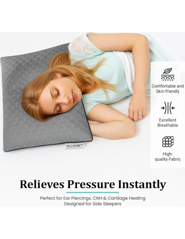Almohada para Perforación de Orejas HELLiHOME - Espuma Viscoelástica Ajustable